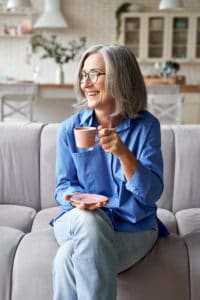 relaxed woman drinking coffee